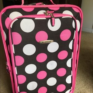 Rockland Carry-on Pink Polka-dot Rolling Luggage