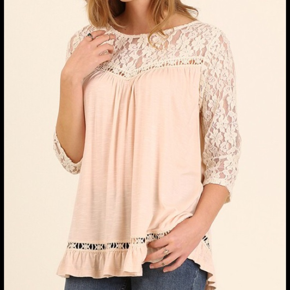 SOLD! lace and ruffle top
