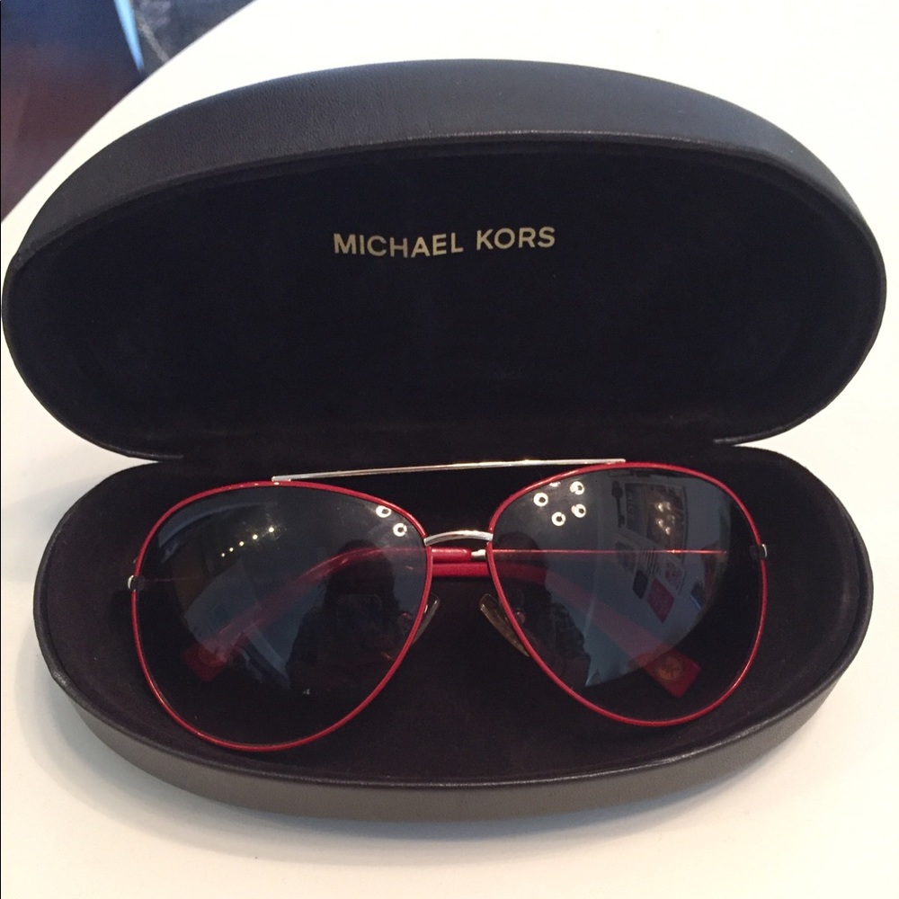 Red Michael Kors Aviator Sunglasses