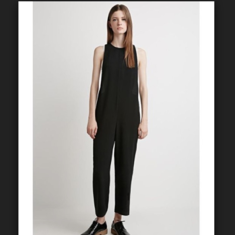 NWOT Forever 21 crepe racerback jumpsuit tank S