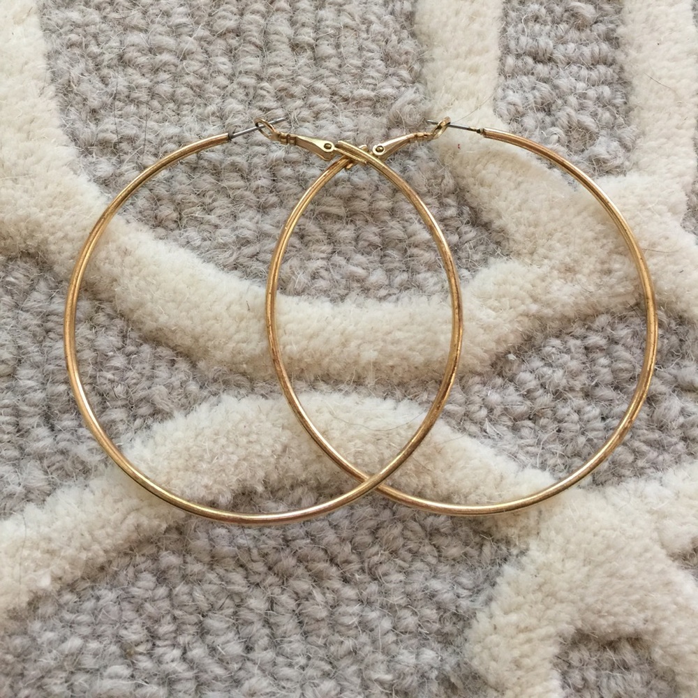 Gold hoop earrings.