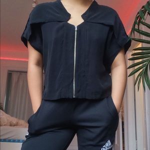 Sporty black suede top