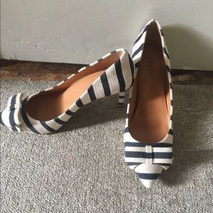 Jcrew stripped bow heels