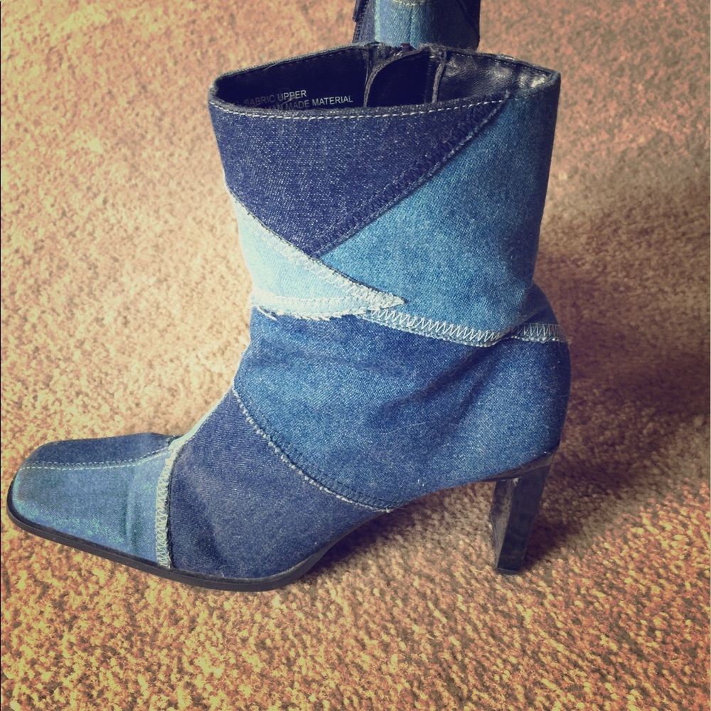 Denim Patch Work Boots