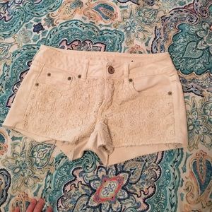 Lace jean shorts