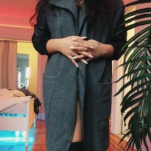 Fabric leather cardigan