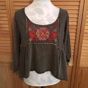 Ecoté for Anthropologie boho embroidered top