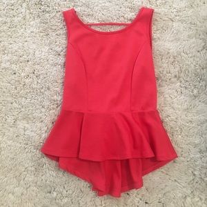Pink peplum tank