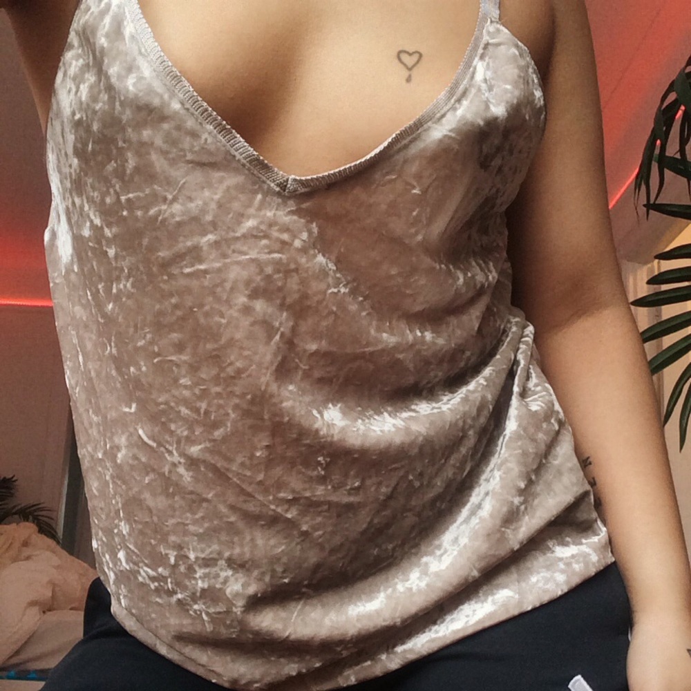Tan nude velvet tank