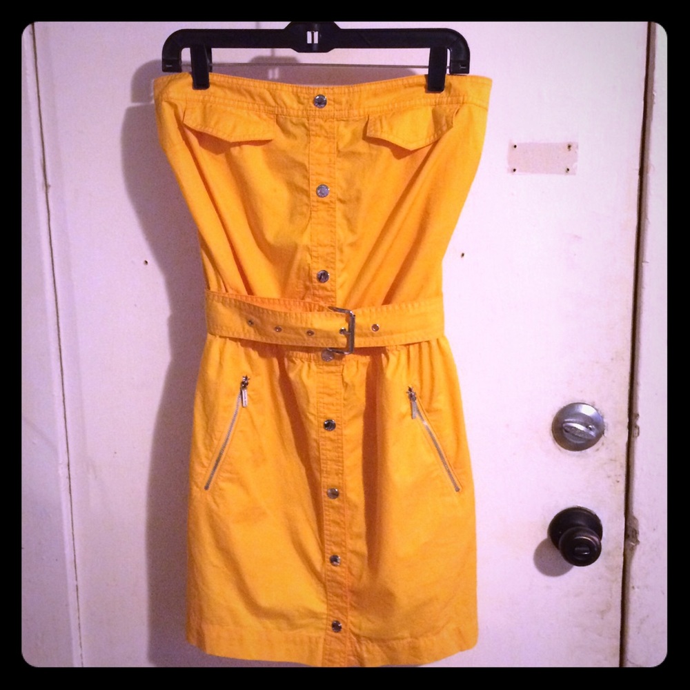 Michael Kors yellow/orange strapless sun dress