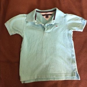 Collared T-shirt. Light blue