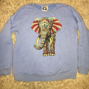 Riot Society baby blue crew neck with elephant