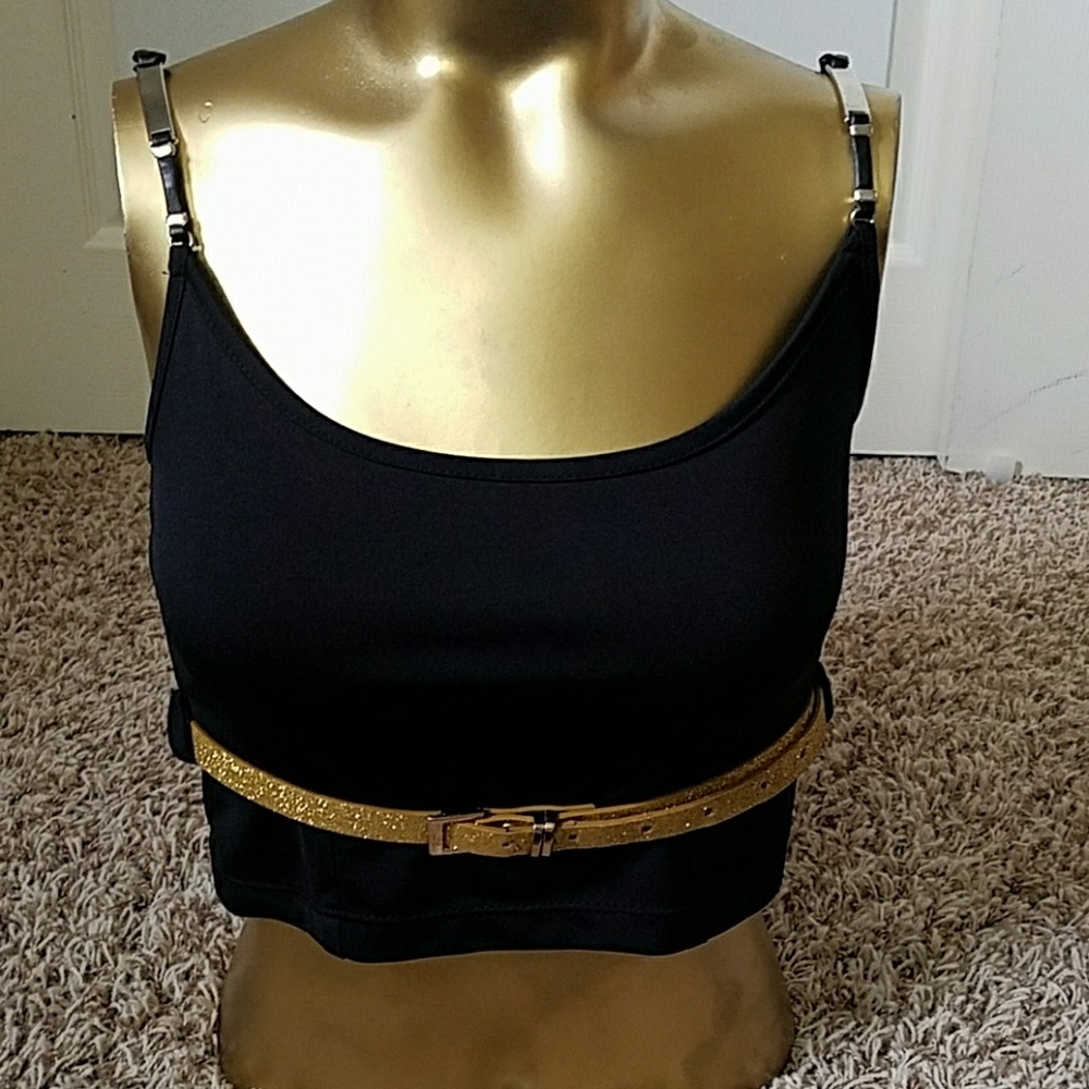 SASCH - black cropped spaghetti top