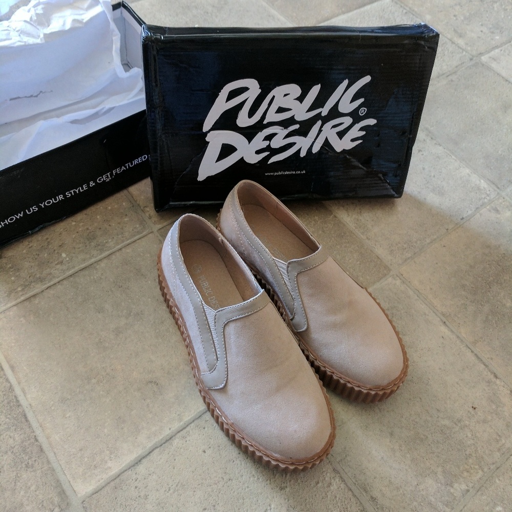 Celina Creepers in Nude Faux Suede