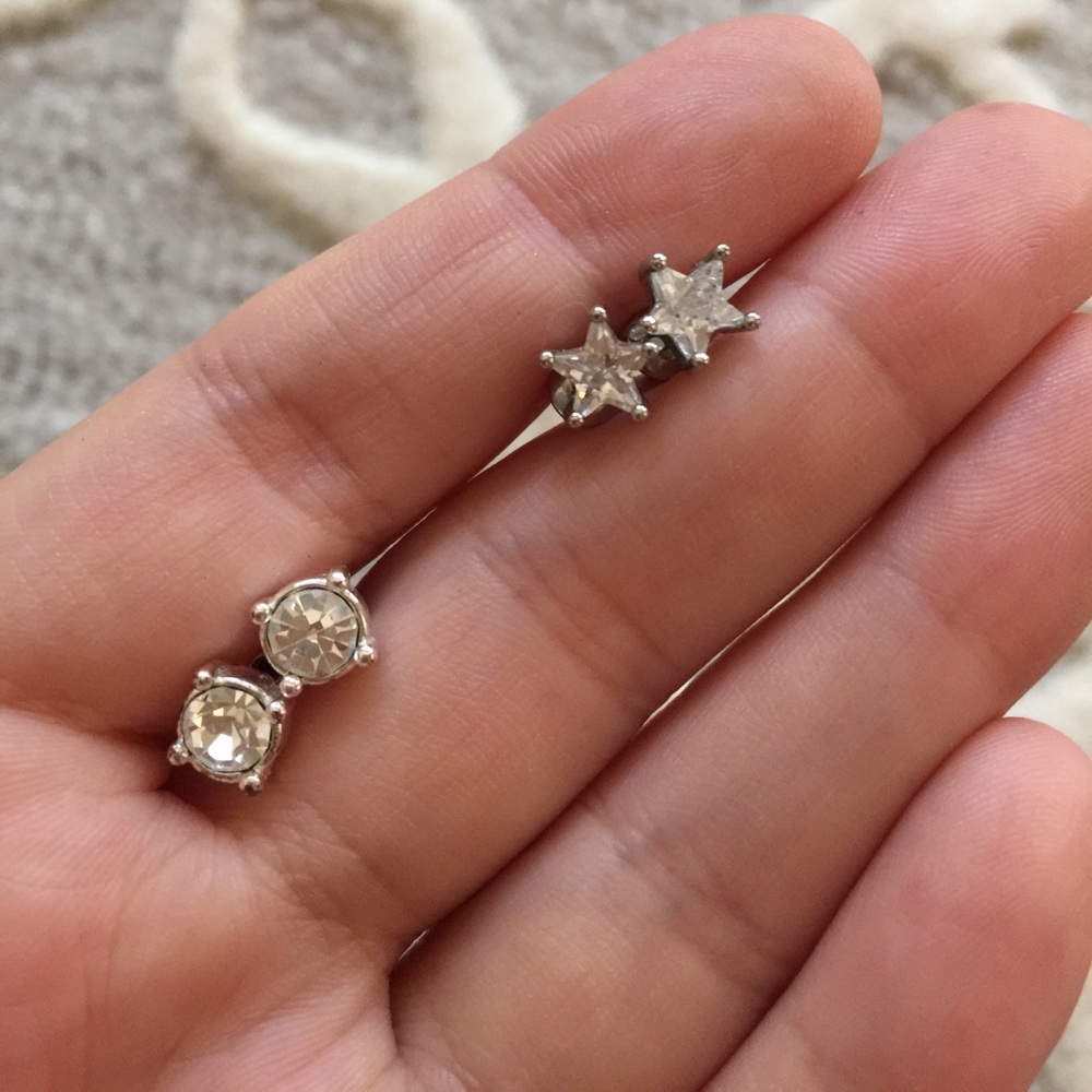 Earrings Circular and star shaped studs.