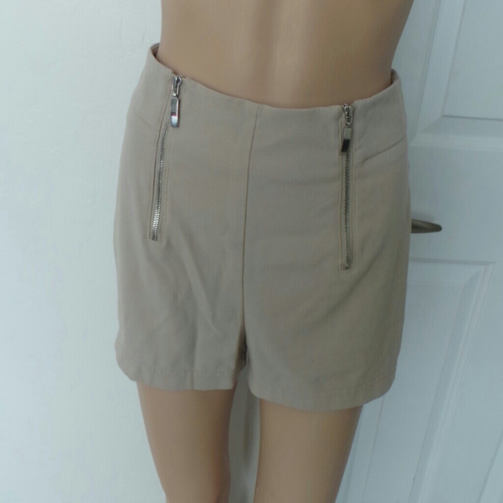 Beige high waist shorts