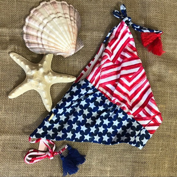 NEW VS Bikini Swim Bottoms USA Flag Red White Blue - Picture 2 of 2