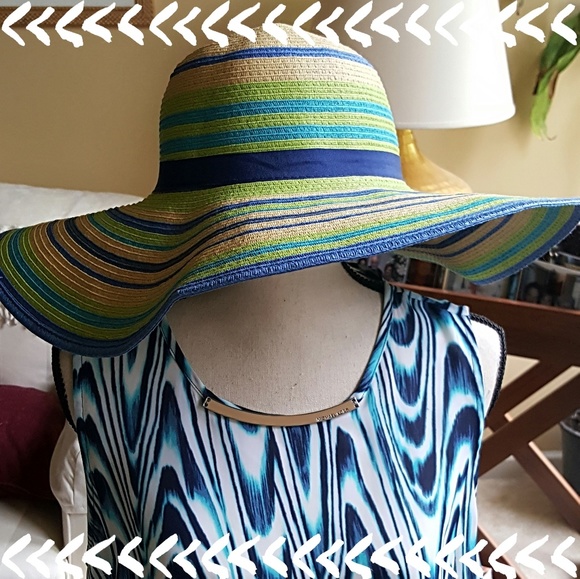 ππWIDE BRIMMED STRIPE BEACH HATππ - Picture 2 of 4