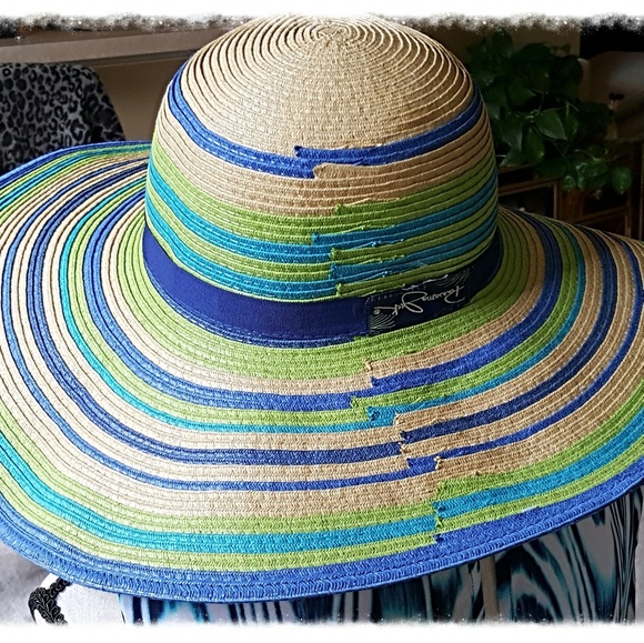 ππWIDE BRIMMED STRIPE BEACH HATππ - Picture 3 of 4