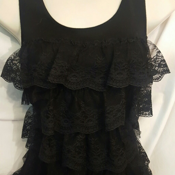 Altea Tops - Small black tank longer length ruffled Altea Tops - Small black tank longer length ruffled