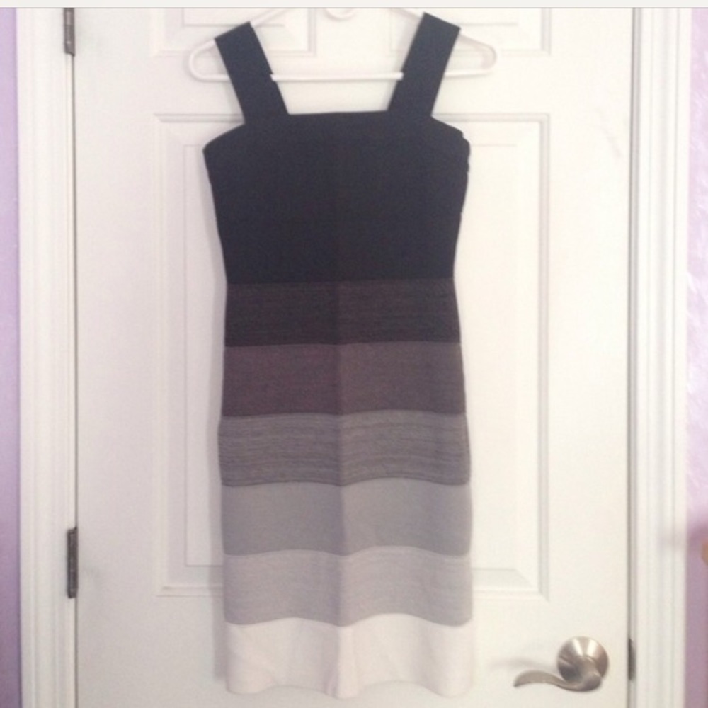 Express Black to white flattering bandage dressSzM