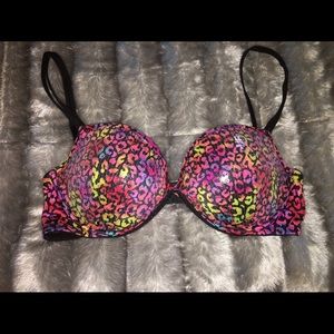 PINK sequin cheetah Victoria's Secret push up bra