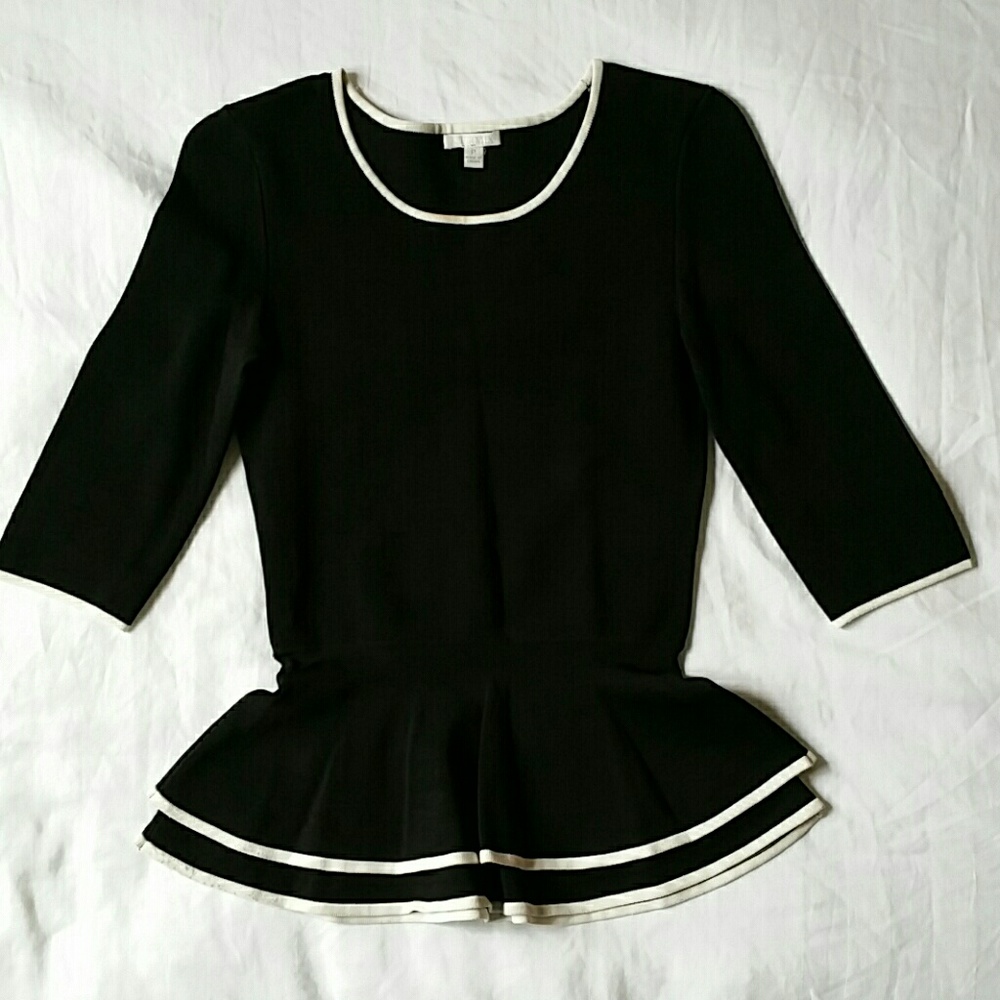 Intermix Contrast Trim Knit Double Peplum Top.