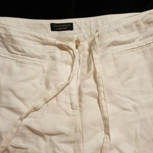 Women's linen pants with draw string worn 2x