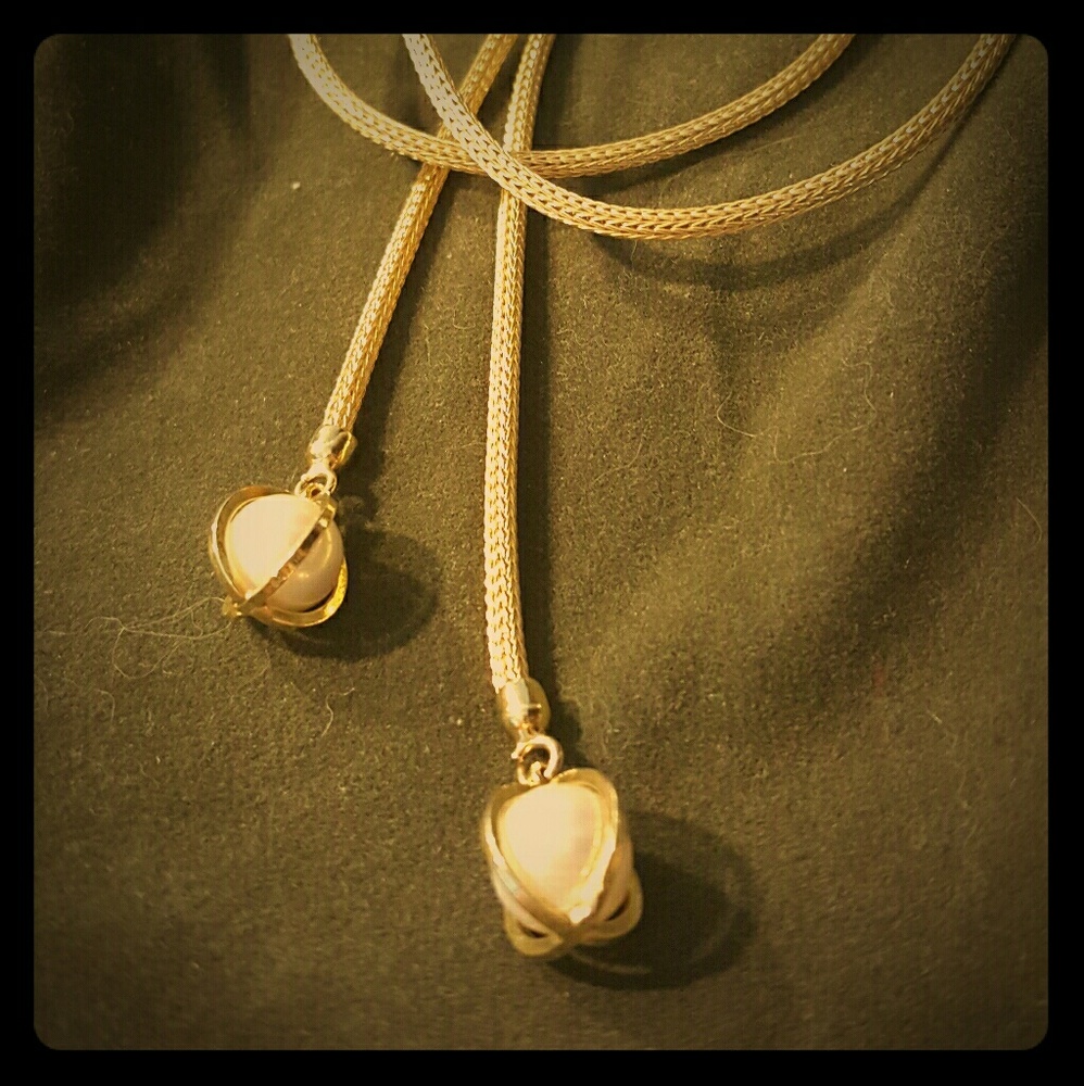 Savvy cie gold and pearl neclace