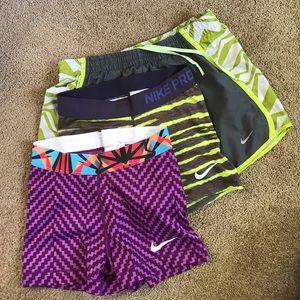 Nike 2 spandex and 1 shorts size XS