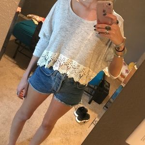 Nasty Gal Grey sweater with Lace bottom