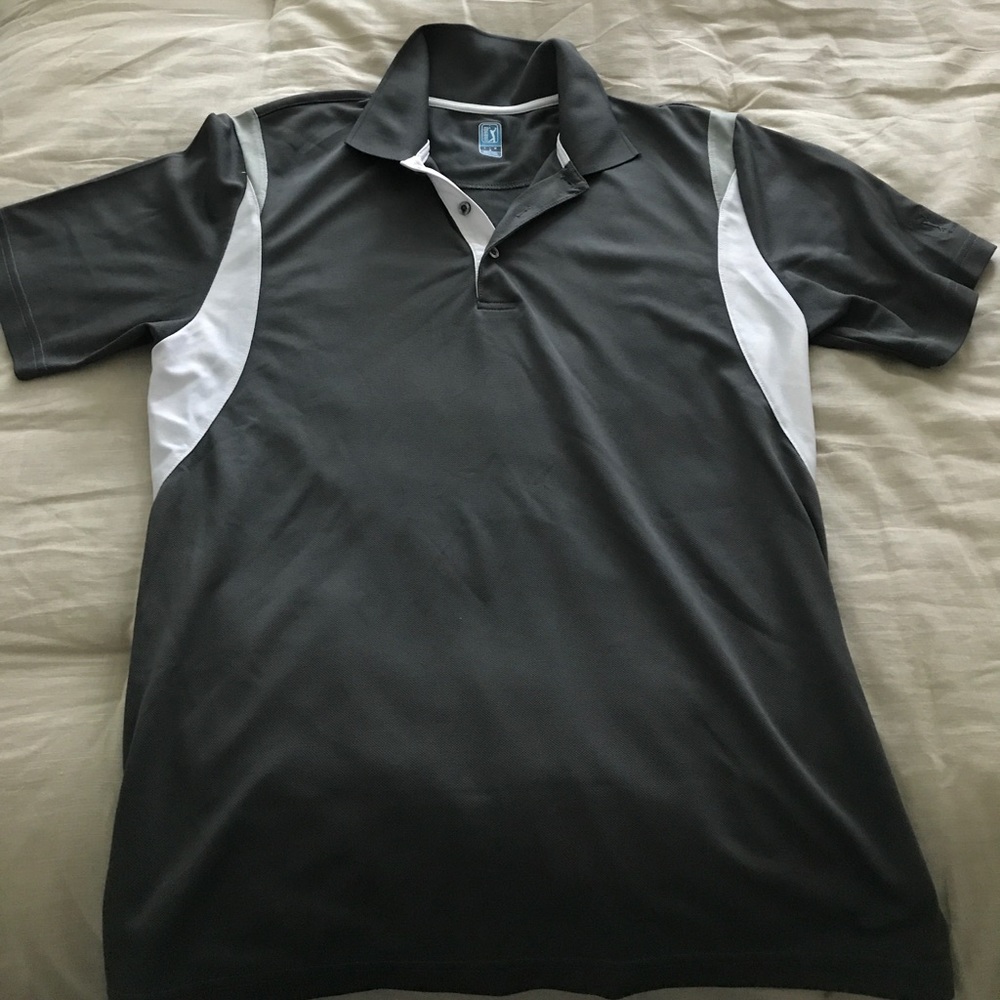 PGA Tour Gray/White polo LG