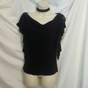 Pretty black top with peekaboo flared sleeves