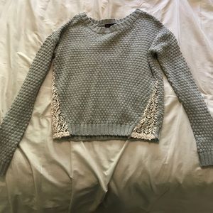grey and lace sweater