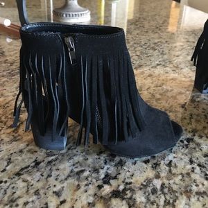 Suede fringe booties