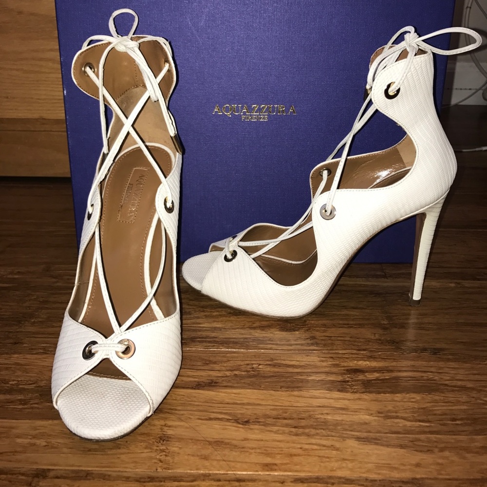 AQUAZZURA - WHITE TANGO SANDAL 37.5
