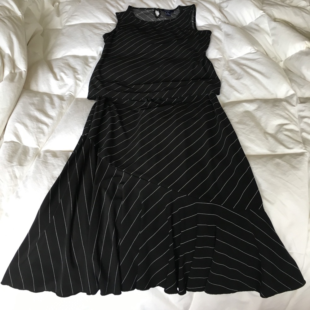 Chaps skirt outfit in black with white strips
