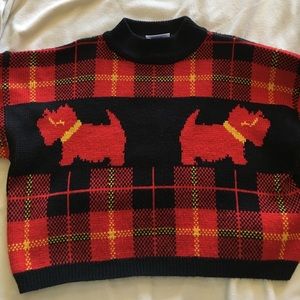 Vintage Scottish Terrier Sweater - Plaid, M-L