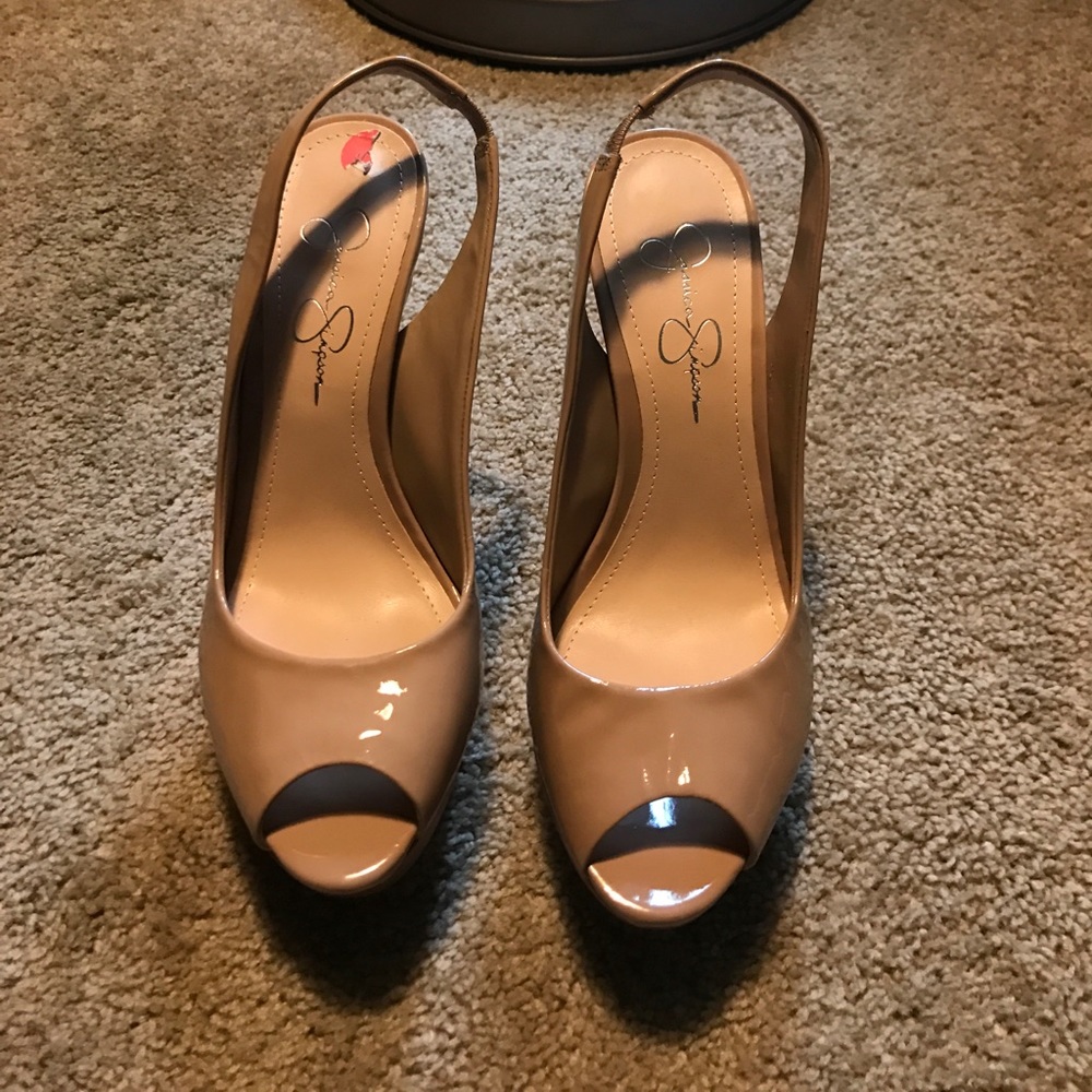 Jessica Simpson patent leather sandal heels