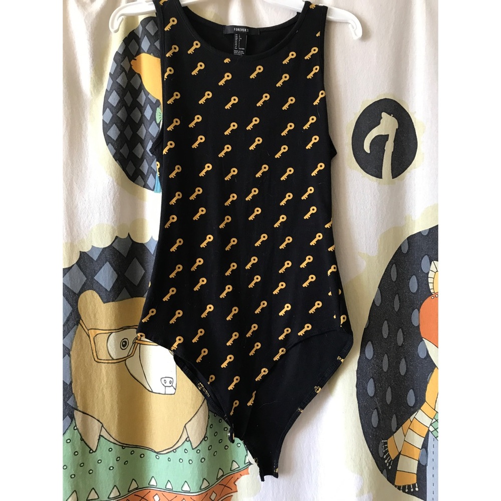 Forever 21 Skeleton Key Emoji Bodysuir