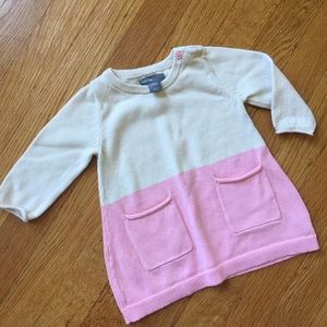 Baby GAP cream and pink sweater dress