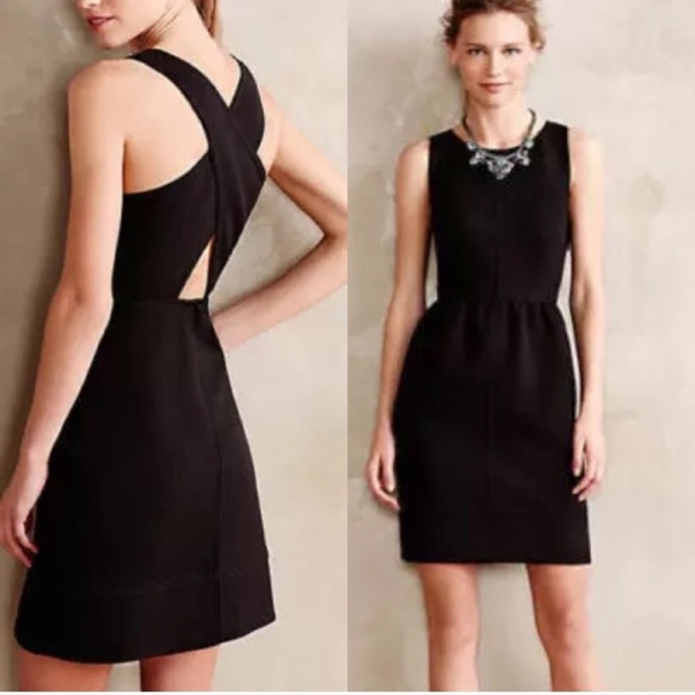 Anthropologie Maeve black crossback dress