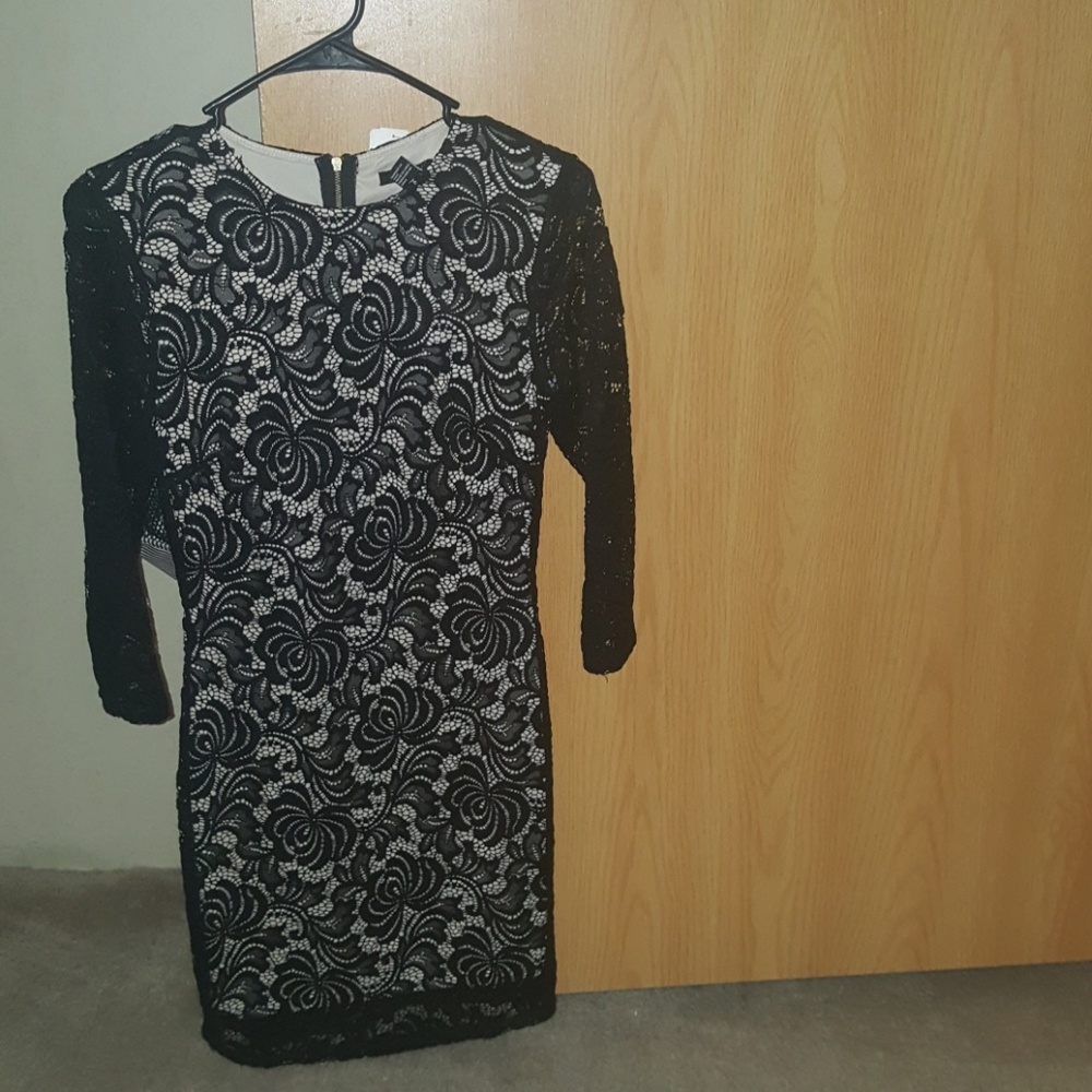 Black  & Bush Lace Bodycon Dress