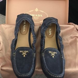 Blue Prada loafers