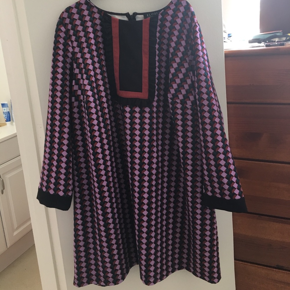 Printed bib dress from from Eloquii.