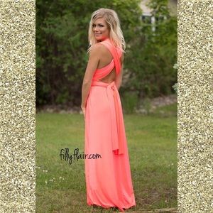 Neon Coral Maxi Dress