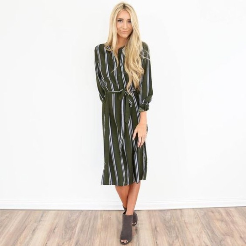Green Midi Striped Dress