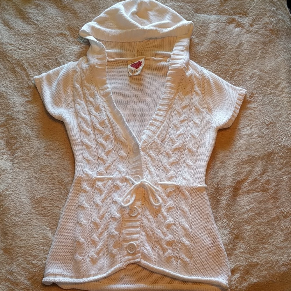 CAPPED SLEEVE SWEATER HOODIE TUNIC