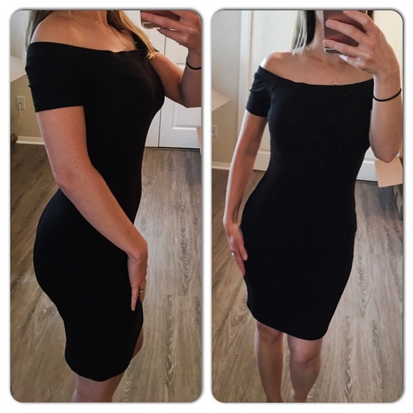Dresses & Skirts - Black Off Shoulder Ribbed dress