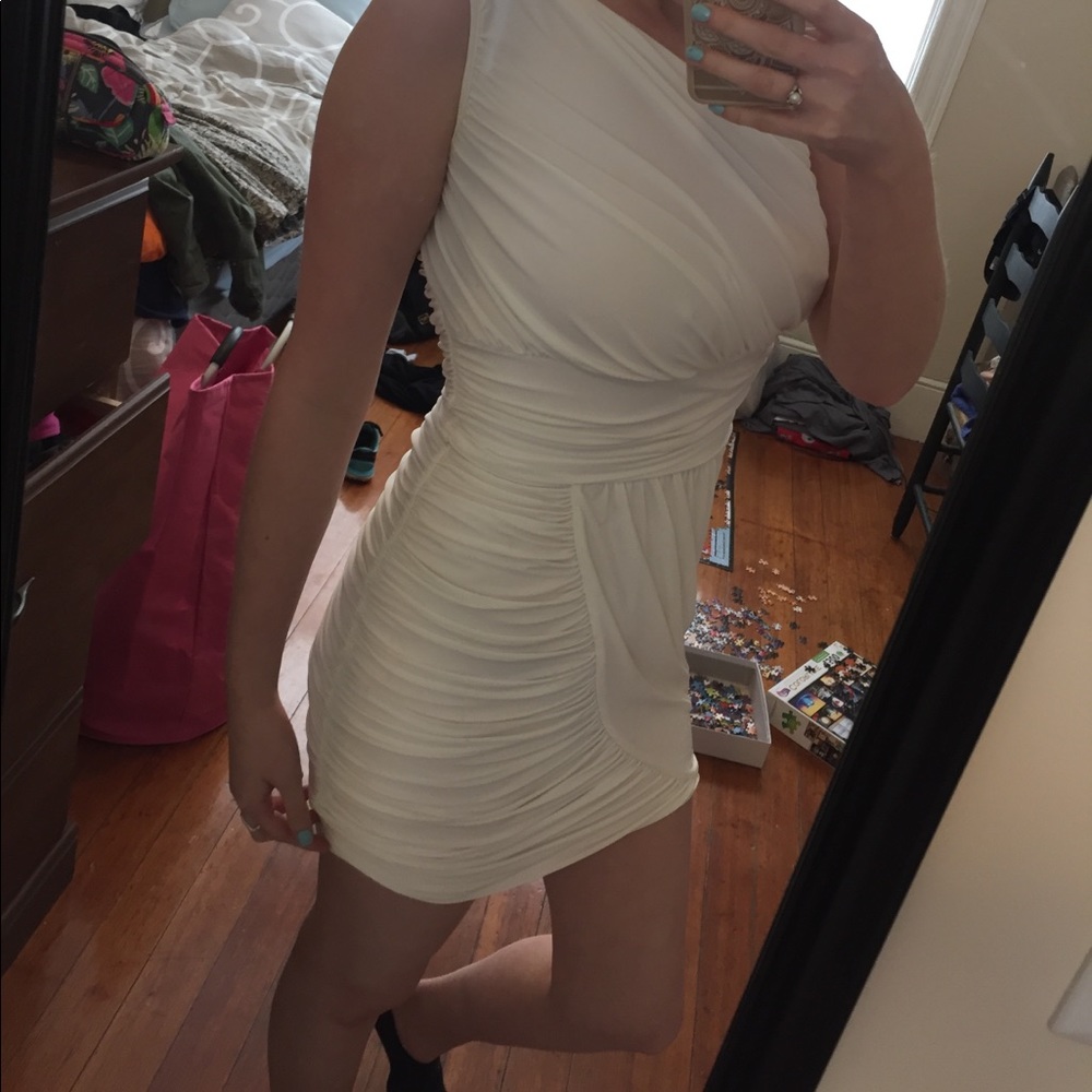 White, one shoulder cocktail dress